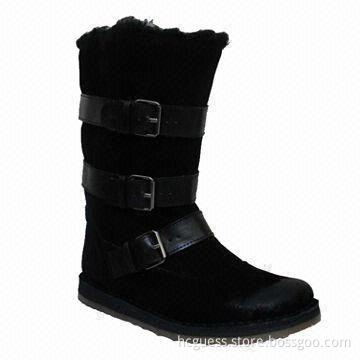 2012 Fashionable Sheepskin High Snow Boots in Black, Suitable for Ladies